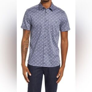 Ted Baker London Snobark Floral Slim Fit Button-Up Short Sleeve Shirt M
